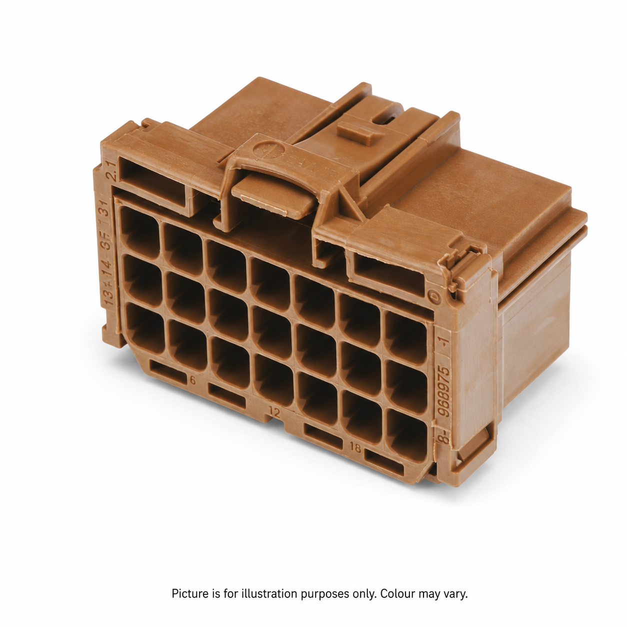 21-way female automotive connector housing – picture for illustration purposes only, colour may vary