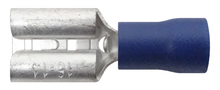 Blue part-insulated female spade terminal for 1.5–2.5mm² cable