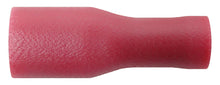 Red 4.8mm fully insulated female spade terminals for 0.5–1.5mm² cable