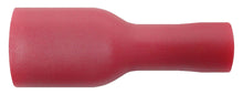 Red 6.3mm fully insulated female spade terminals for 0.5–1.5mm² cable