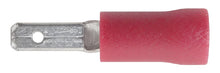 Red insulated male spade terminals for 0.5–1.5mm² cable