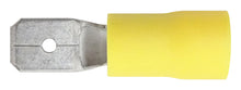 Yellow insulated male spade terminals for 4.0–6.0mm² cable