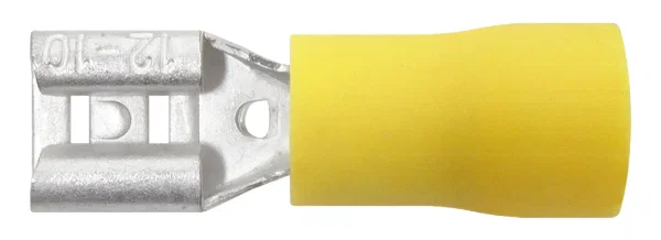 Yellow part-insulated female spade terminal for 4.0–6.0mm² cable